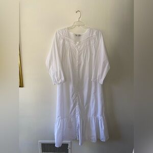 Alexander Del Rossa White Lace 100% Cotton Nightgown Cottage Victorian M